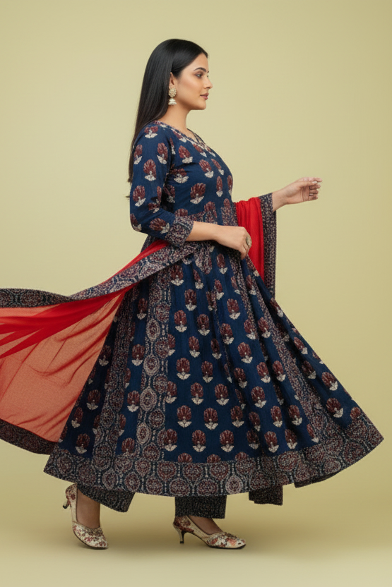 Pretty Damn Cute Ajrakh Cotton Kurti Set