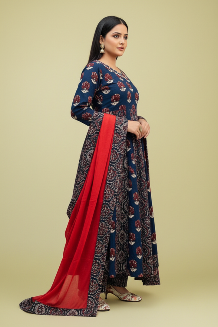 Pretty Damn Cute Ajrakh Cotton Kurti Set