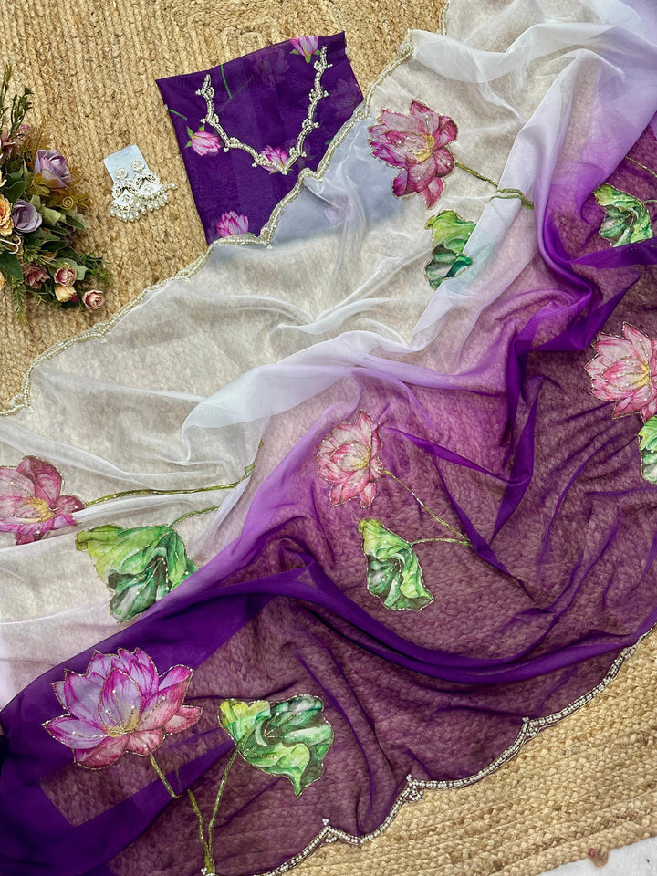 Two Color Shades Fancy Silk Saree