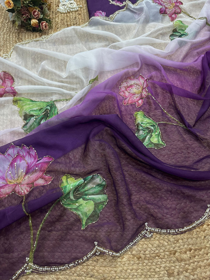 Two Color Shades Fancy Silk Saree