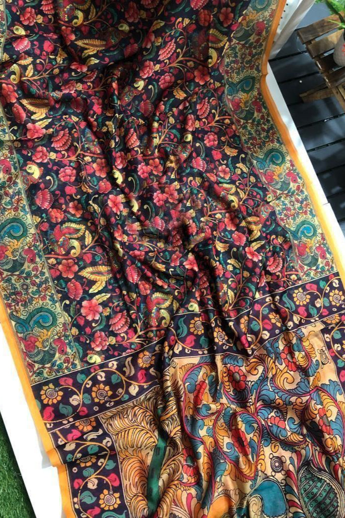 Special Kalamkari Fancy Linen Saree