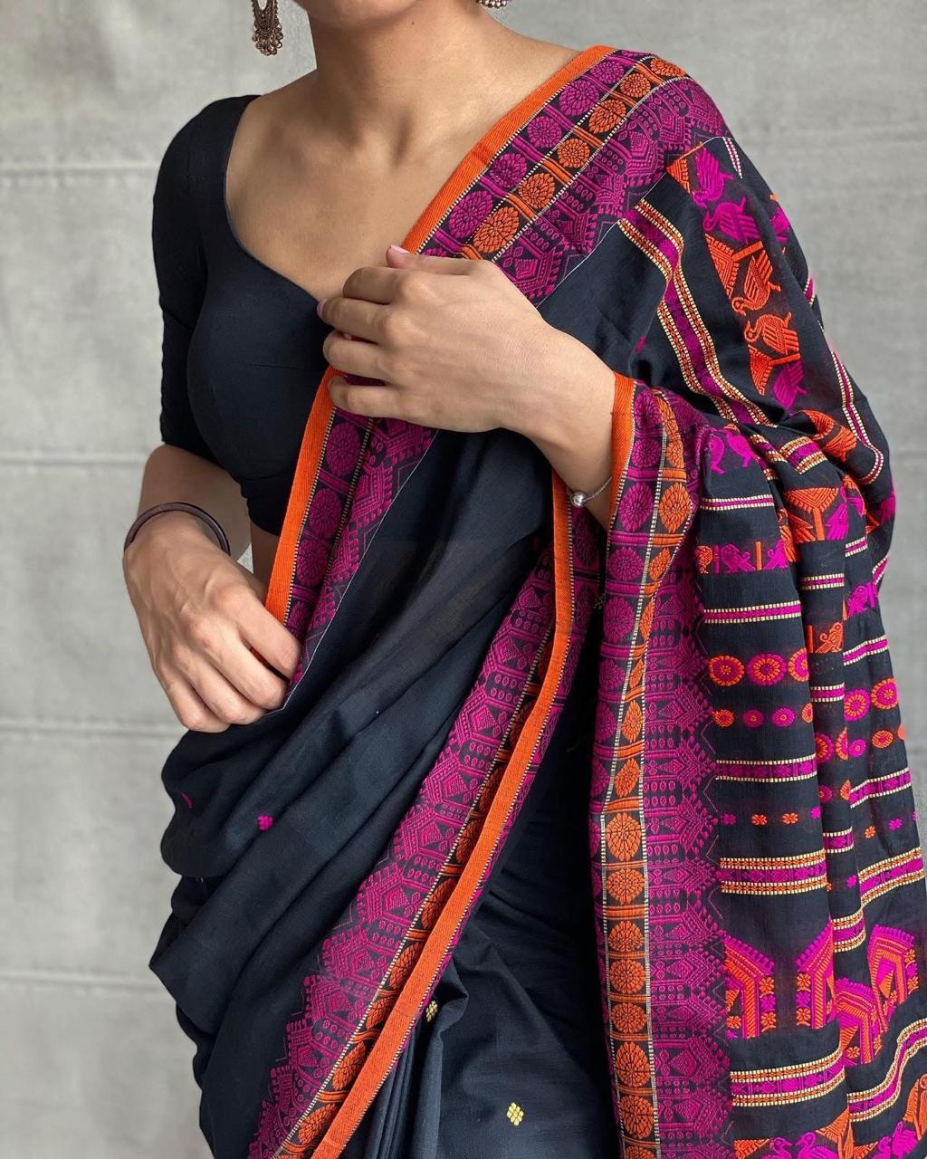 Assam Khadi Jamdani Cotton Saree