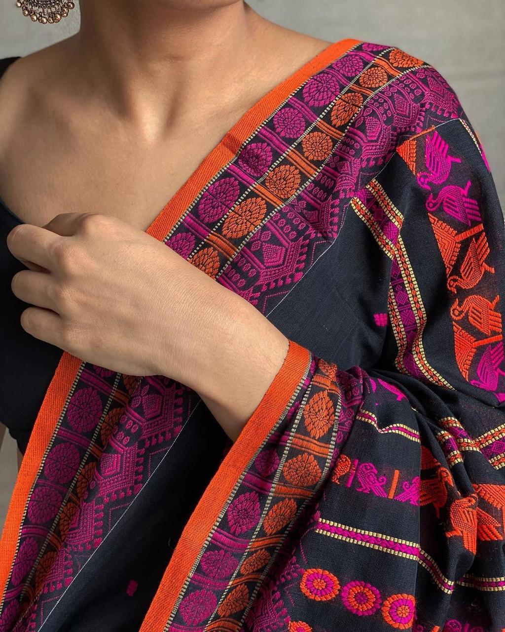 Assam Khadi Jamdani Cotton Saree