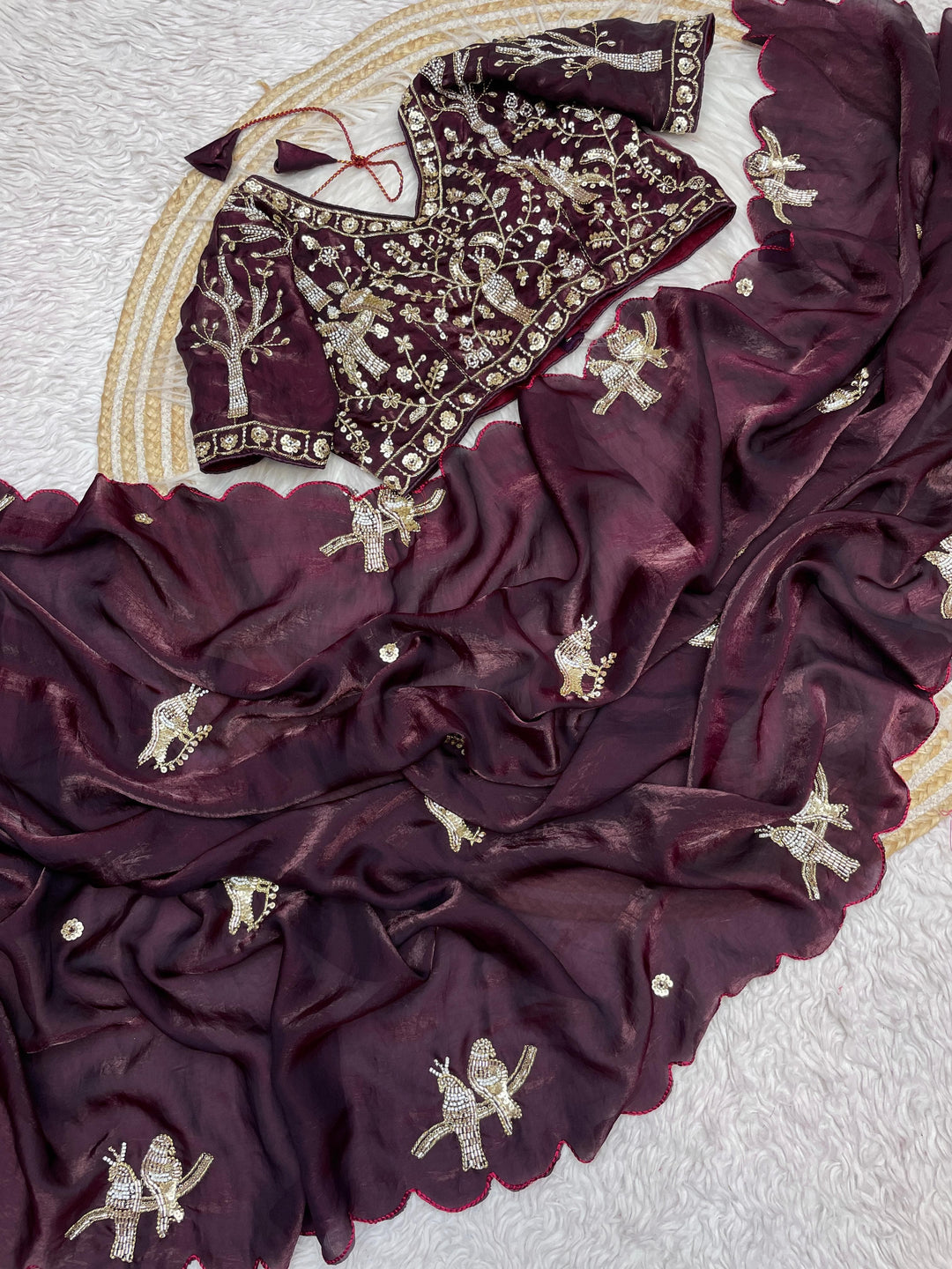 Crush With Designer Satin Silk Saree