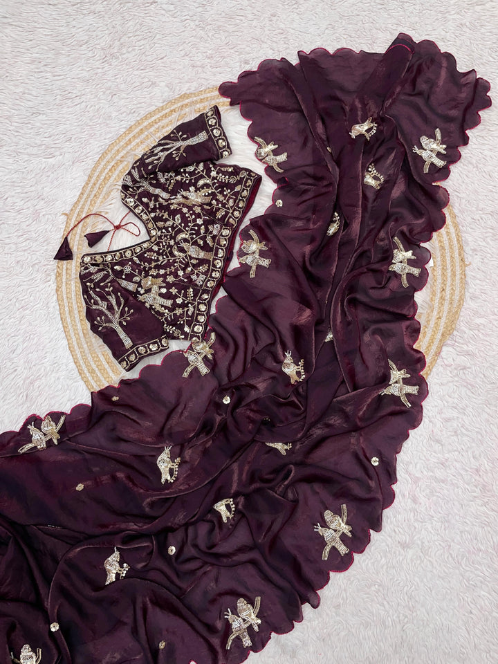 Crush With Designer Satin Silk Saree