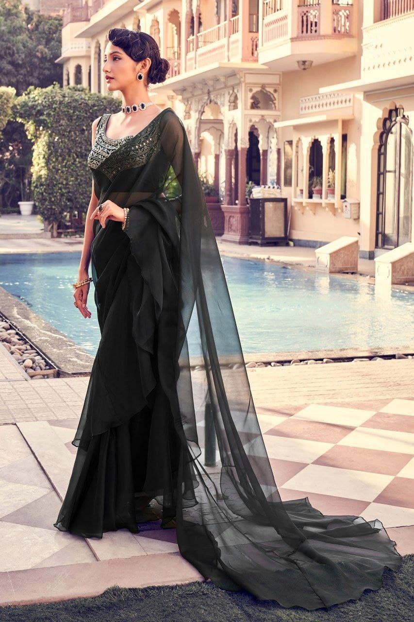 Black Layla Organza Silk Saree