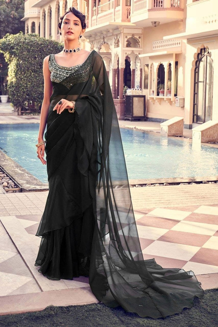 Black Layla Organza Silk Saree