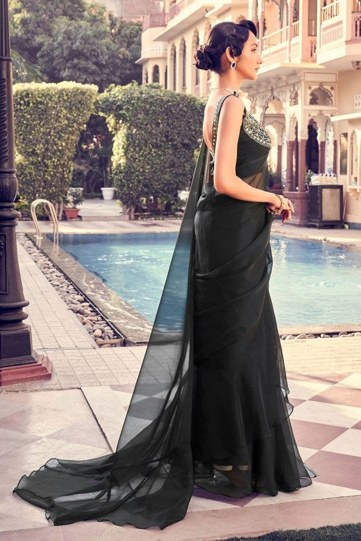 Black Layla Organza Silk Saree