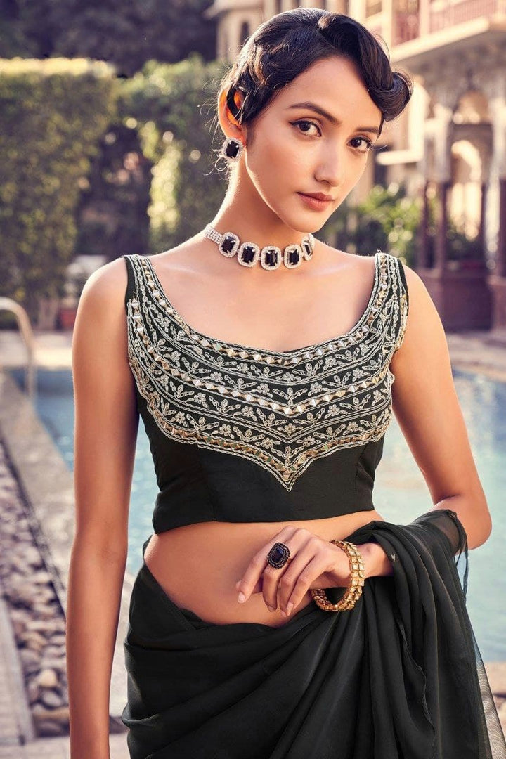 Black Layla Organza Silk Saree