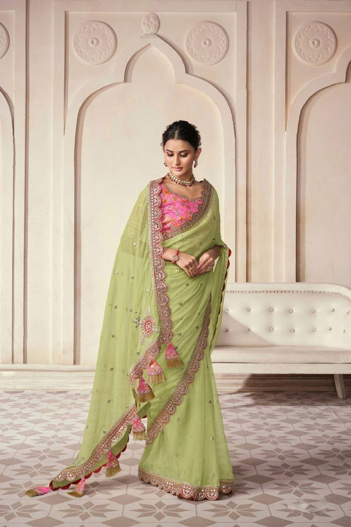 Mohini Mirage Green Organza Silk Saree