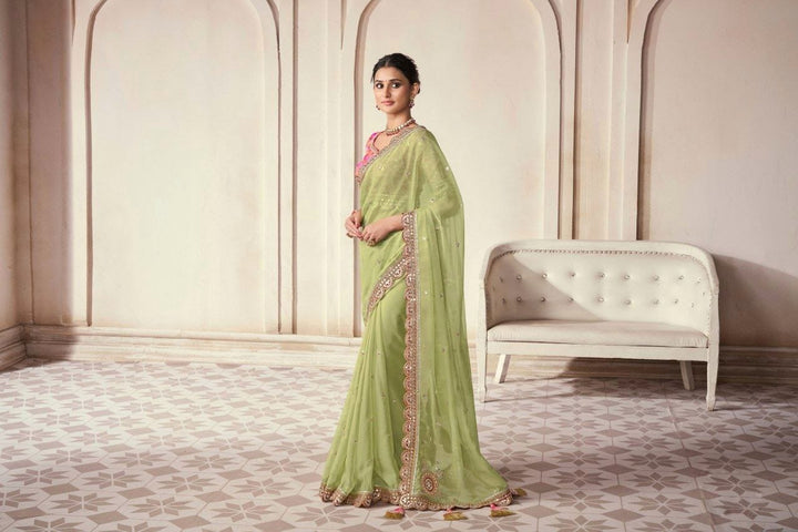 Mohini Mirage Green Organza Silk Saree