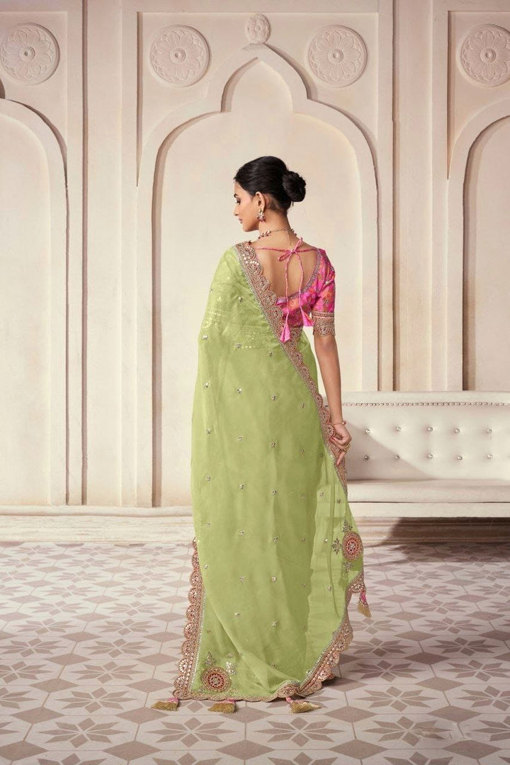 Mohini Mirage Green Organza Silk Saree