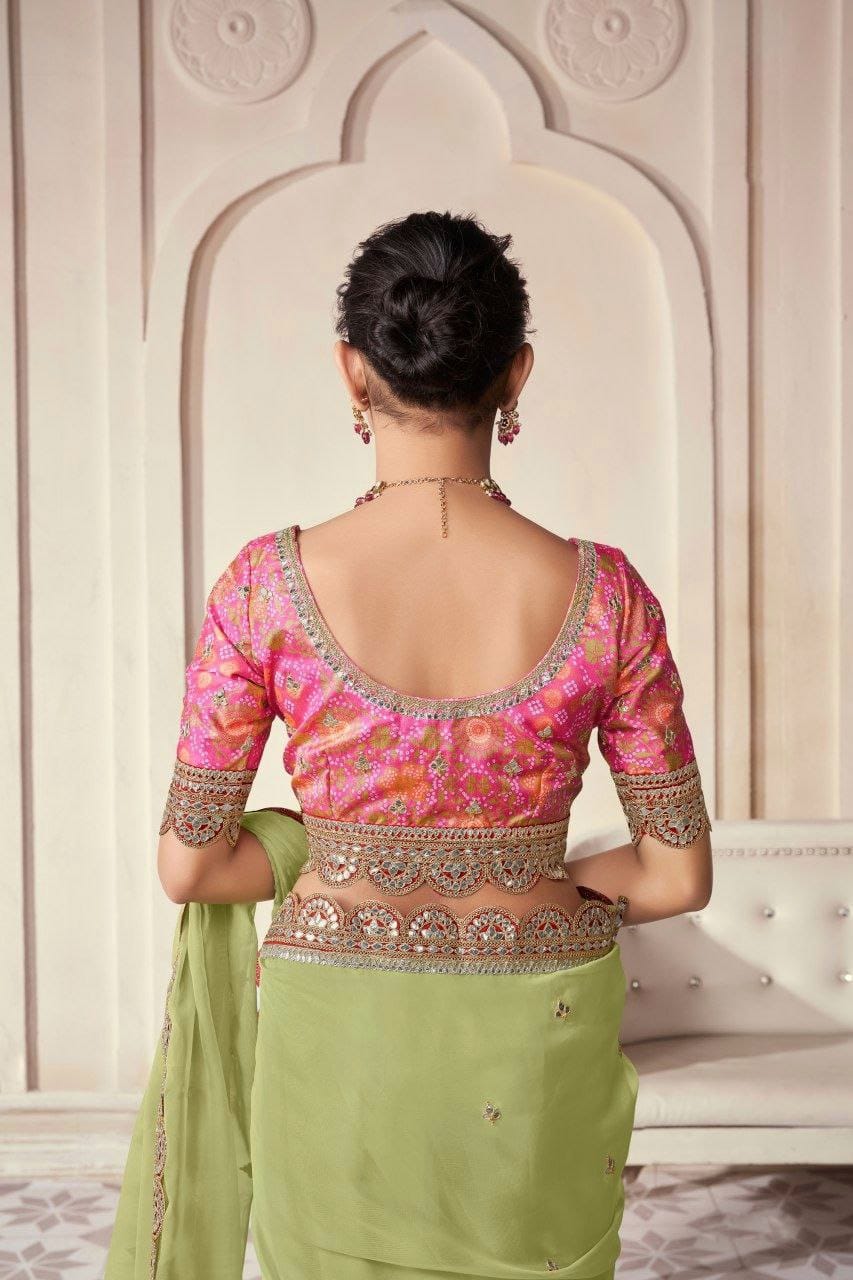 Mohini Mirage Green Organza Silk Saree
