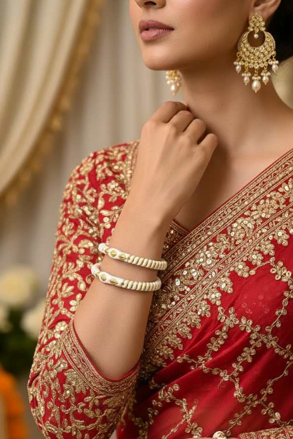 Elephant Design-Fancy Gold Plated Sankha Bandhano Pair