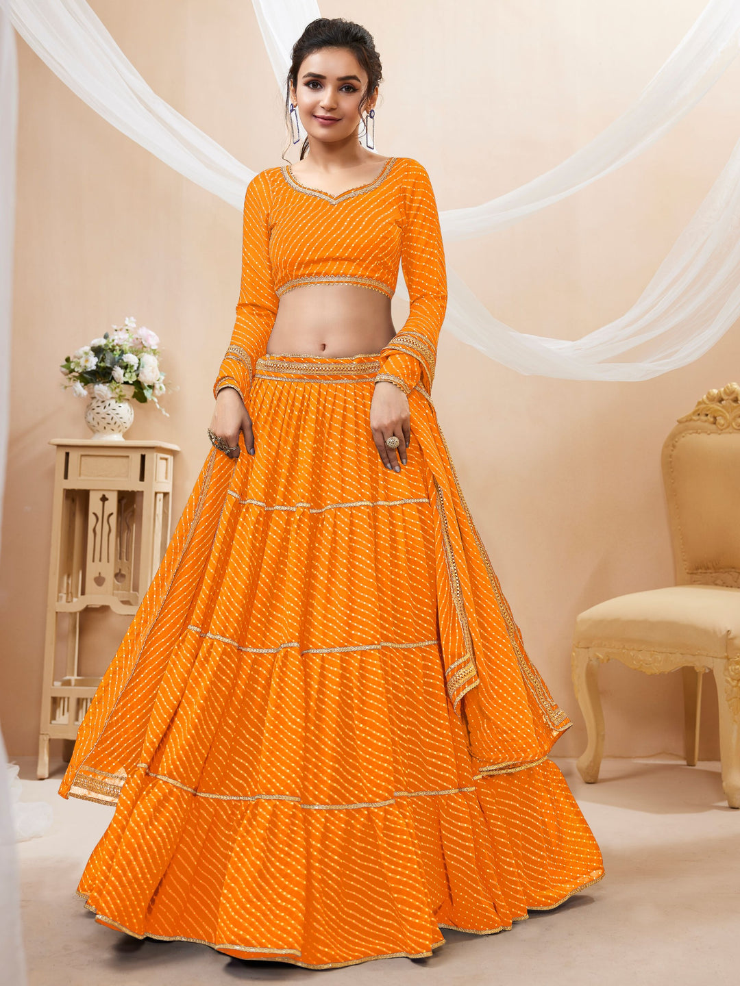 Neelapani Leheriya Georgette Lehenga
