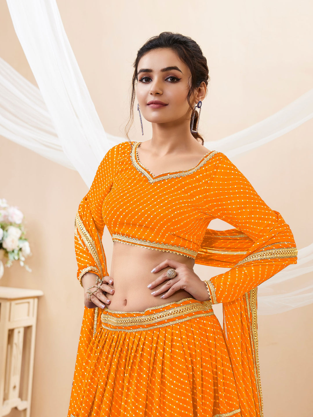 Neelapani Leheriya Georgette Lehenga