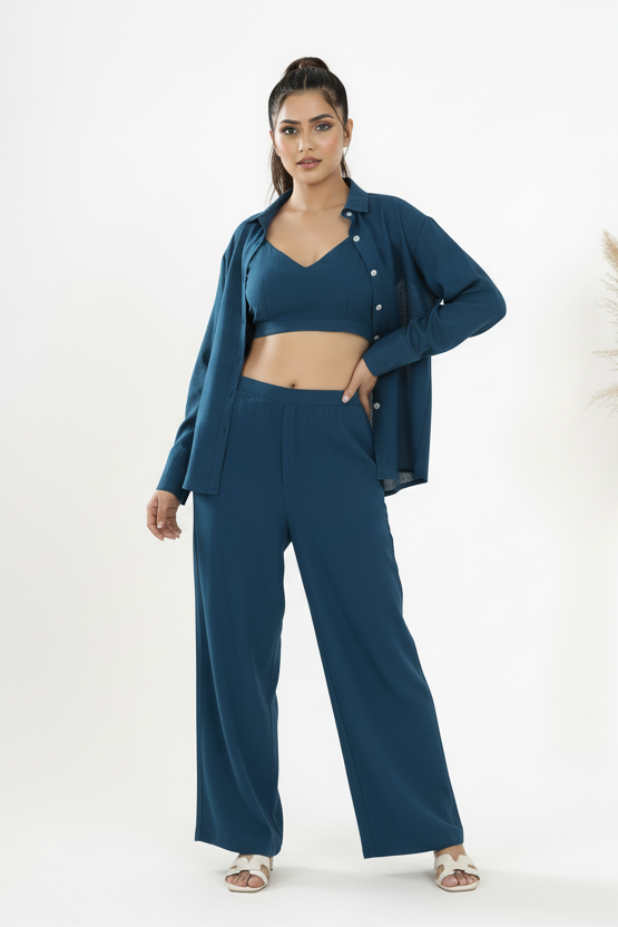 Mood Mingle Cotton Coord Set[ Top , Shirt , Pant]