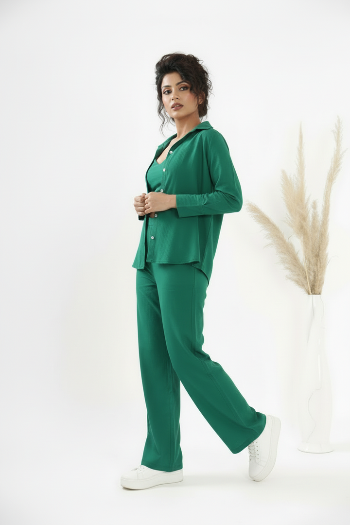 Mood Mingle Cotton Coord Set[ Top , Shirt , Pant]