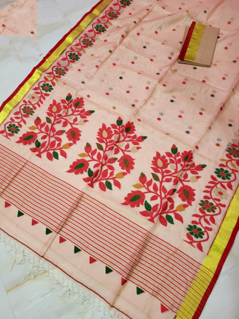 Phulbari Tussar Jamdani Saree