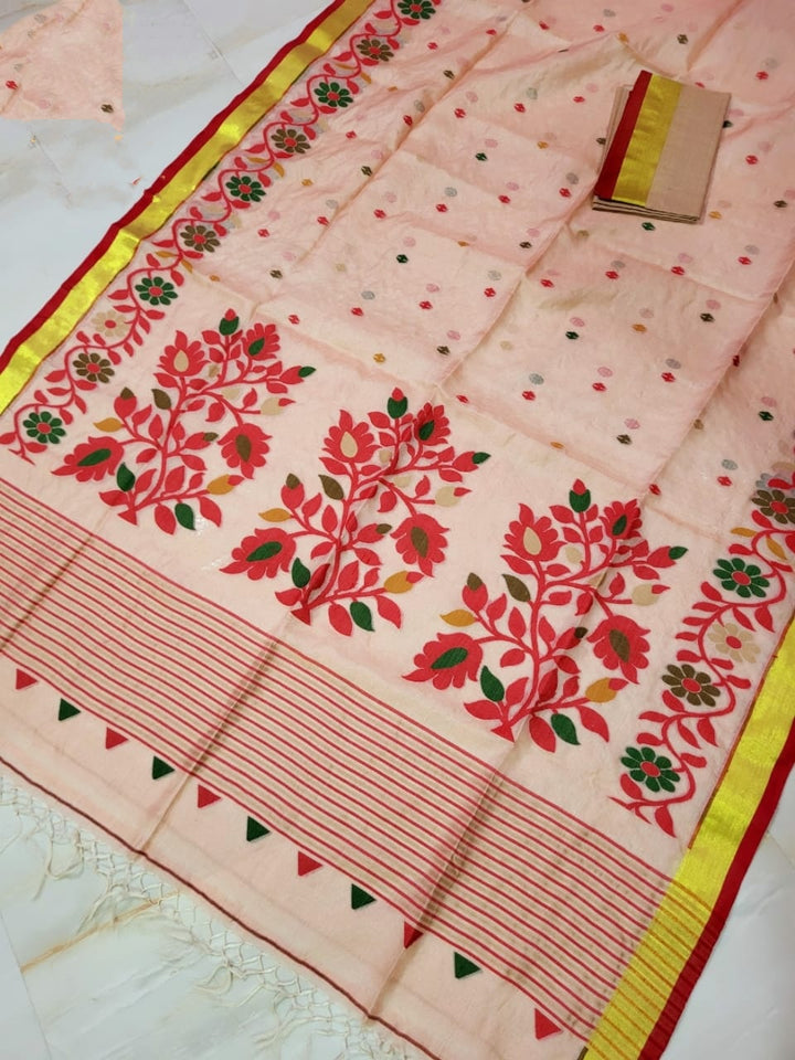Phulbari Tussar Jamdani Saree