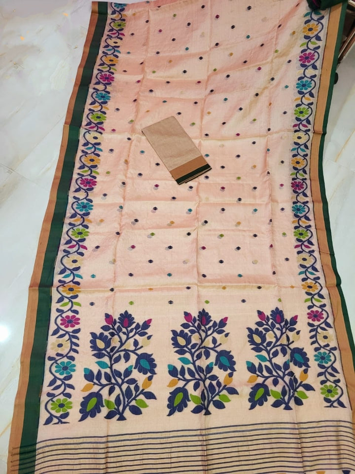 Phulbari Tussar Jamdani Saree