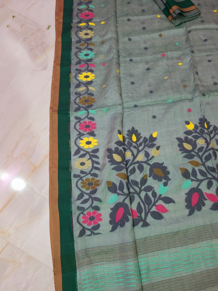 Phulbari Tussar Jamdani Saree