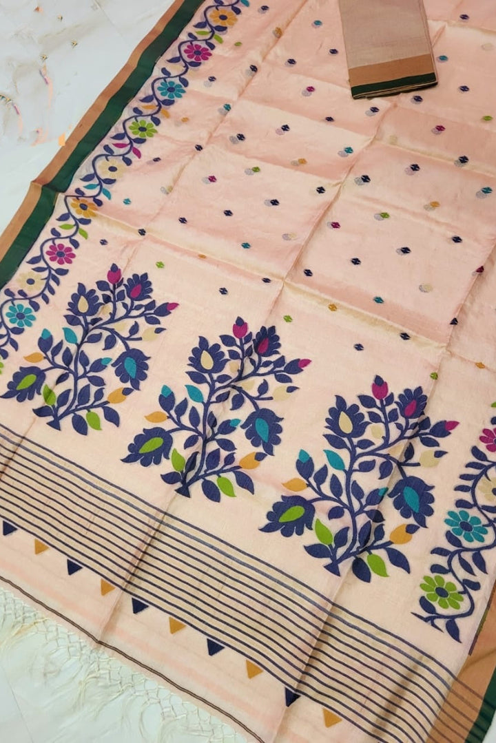 Phulbari Tussar Jamdani Saree