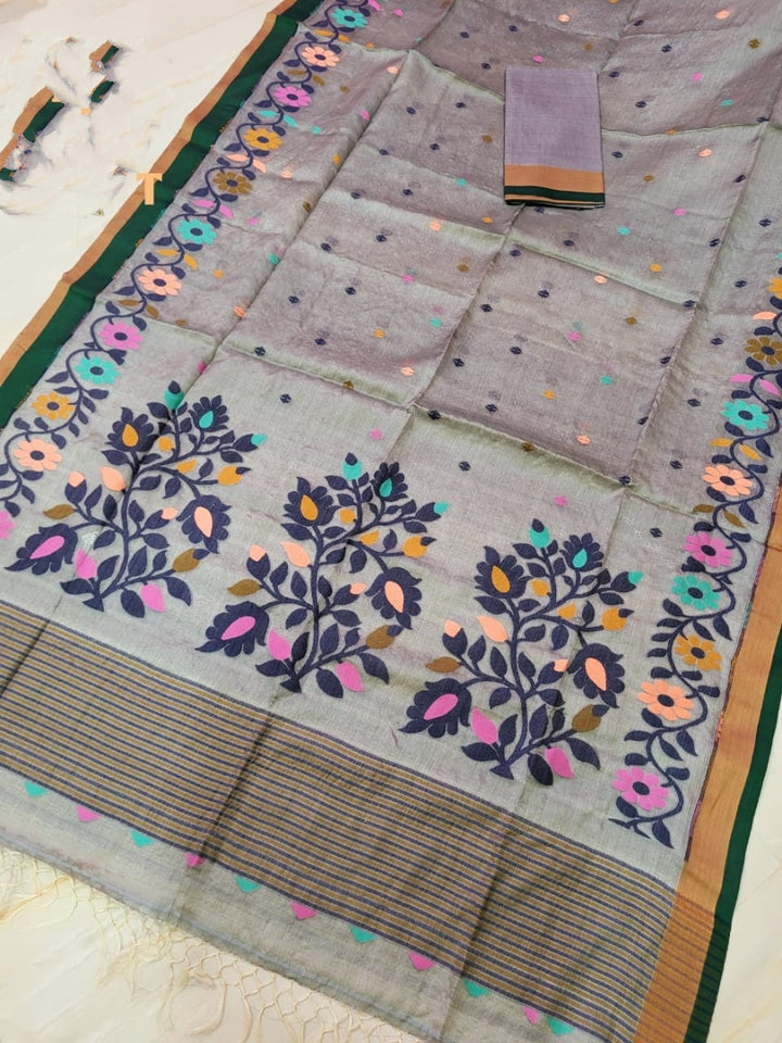 Phulbari Tussar Jamdani Saree