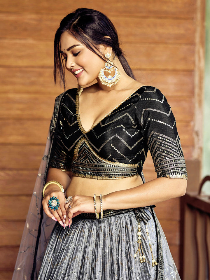 Shade Of The Stars Fancy Silk Lehenga
