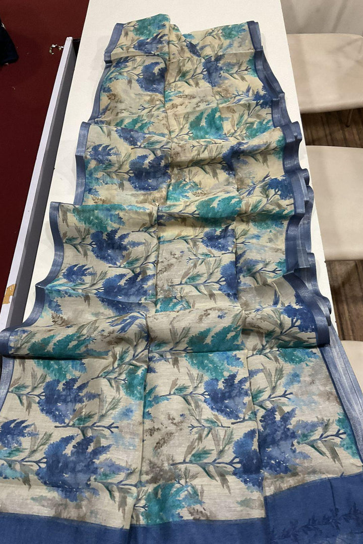 Traditional Crafts Fancy Linen Saree