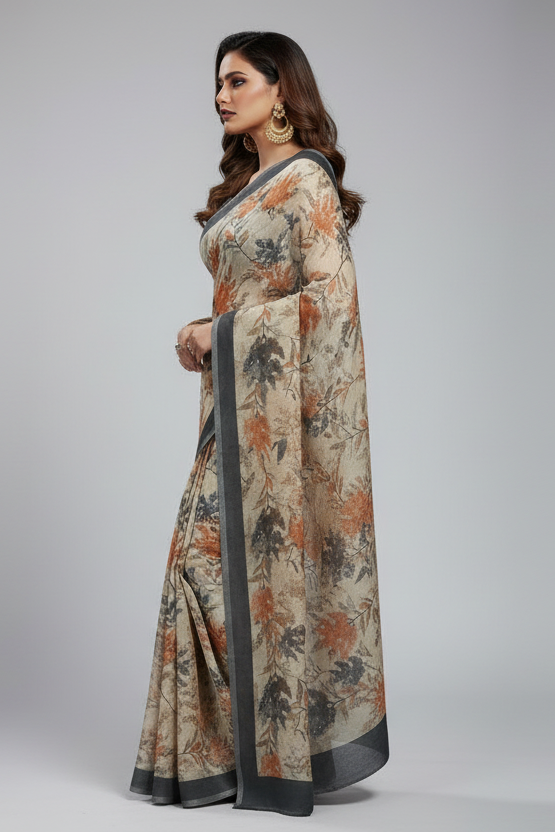 Traditional Crafts Fancy Linen Saree