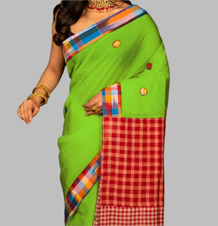 Mixed Match Special Gamcha Cotton Saree