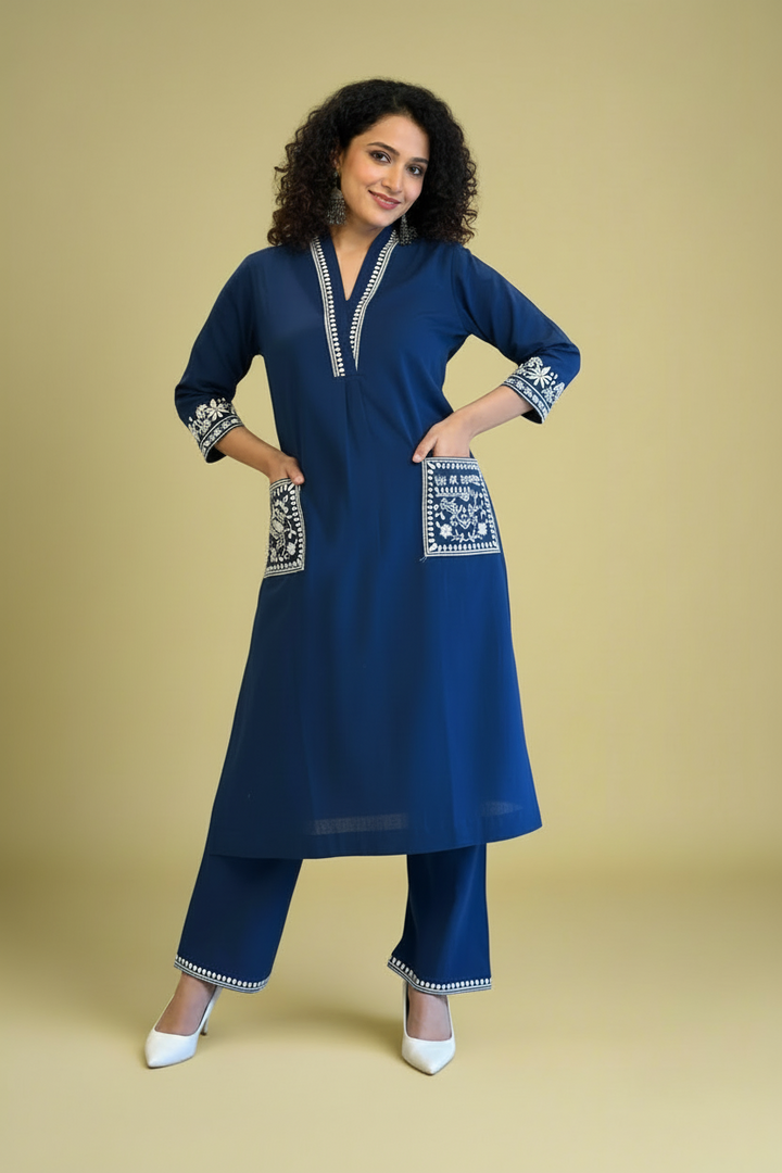 Big Fashion Blue Cotton Kurti Set