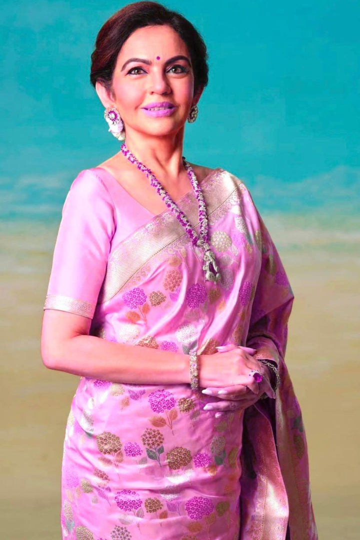 Nita Ambani Inspired Pink Fancy Silk Saree