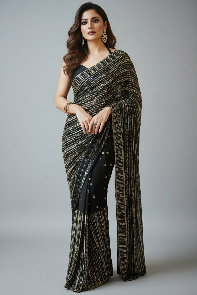 Drape Folk Fancy Georgette Saree