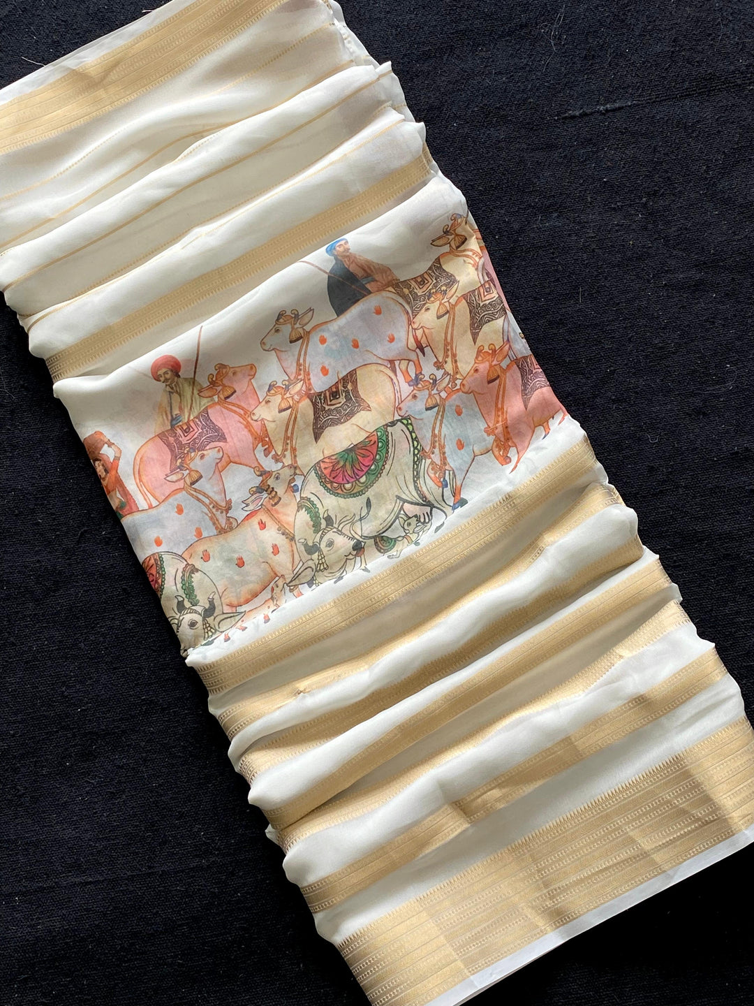 Artful Print Georgette Silk Saree