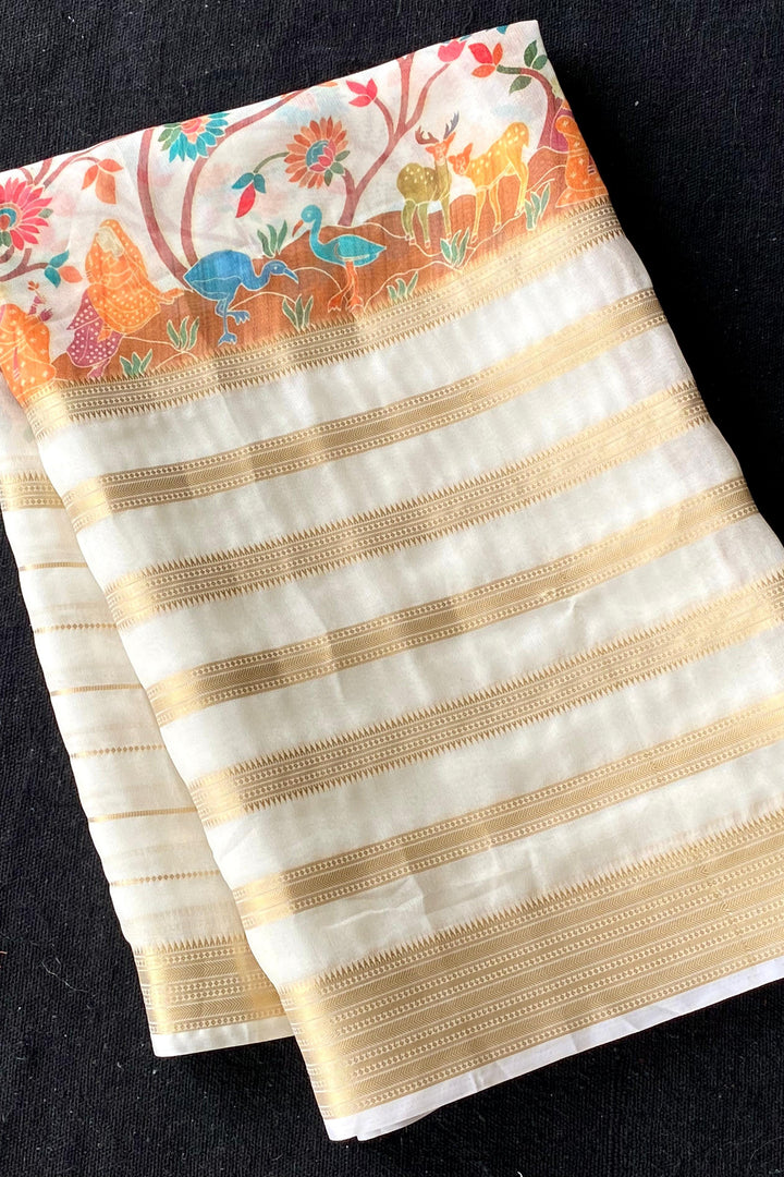Artful Print Georgette Silk Saree