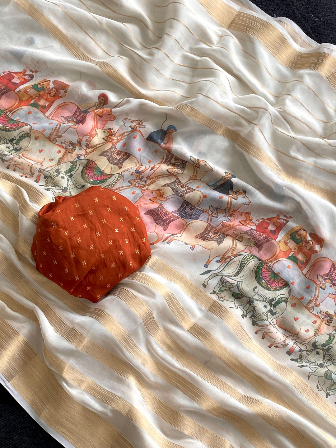 Artful Print Georgette Silk Saree