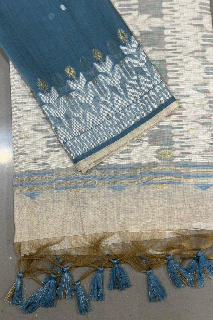 Draped In Devotion Muga Cotton Jamdani Saree