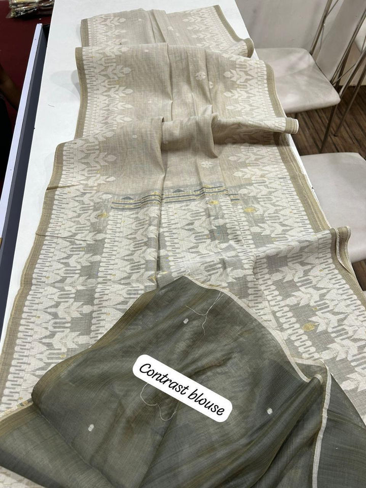 Draped In Devotion Muga Cotton Jamdani Saree