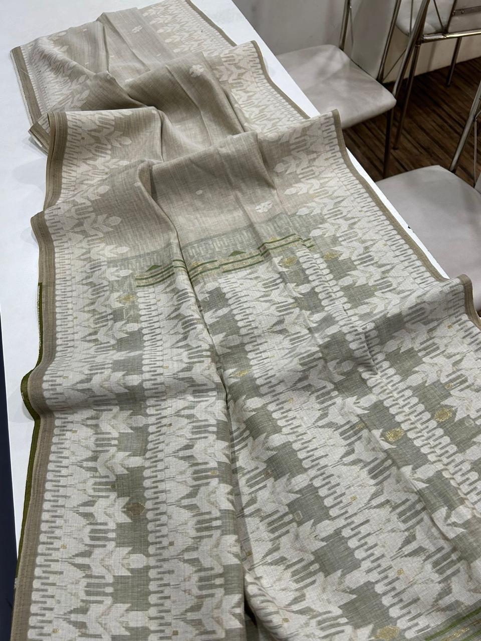 Draped In Devotion Muga Cotton Jamdani Saree