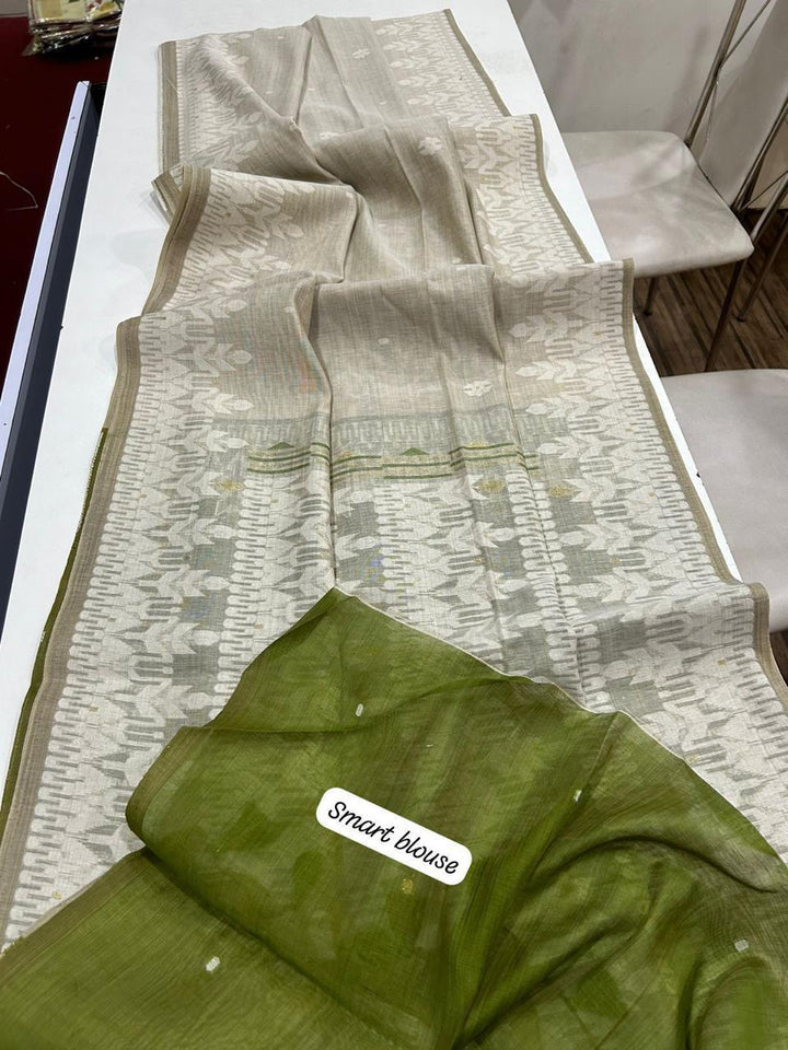 Draped In Devotion Muga Cotton Jamdani Saree