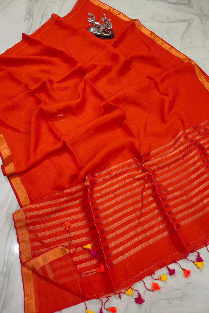 Golpo Ghor Bengal Linen Saree