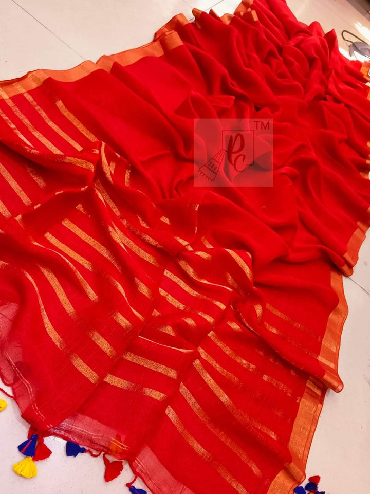 Golpo Ghor Bengal Linen Saree