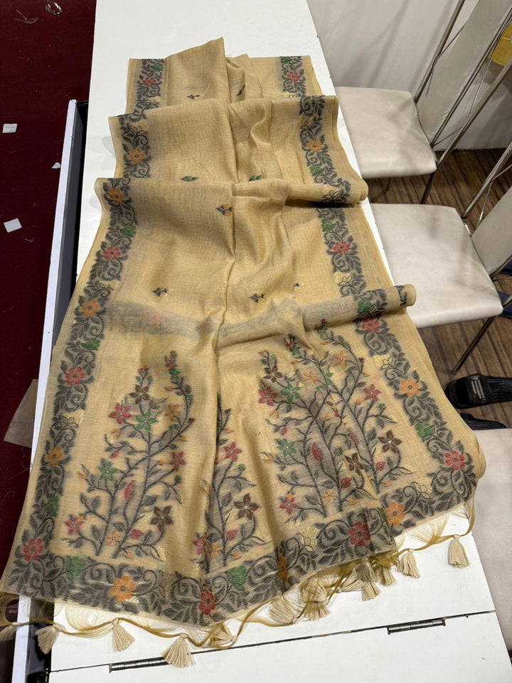 Poetic & Elegant Linen Jamdani Saree