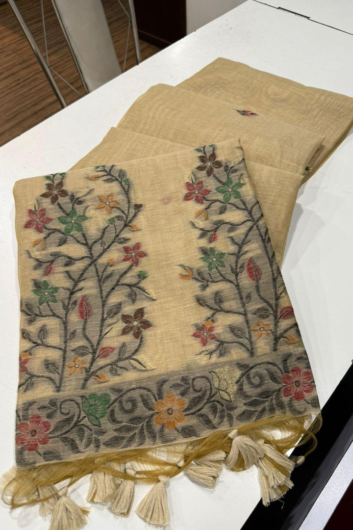 Poetic & Elegant Linen Jamdani Saree