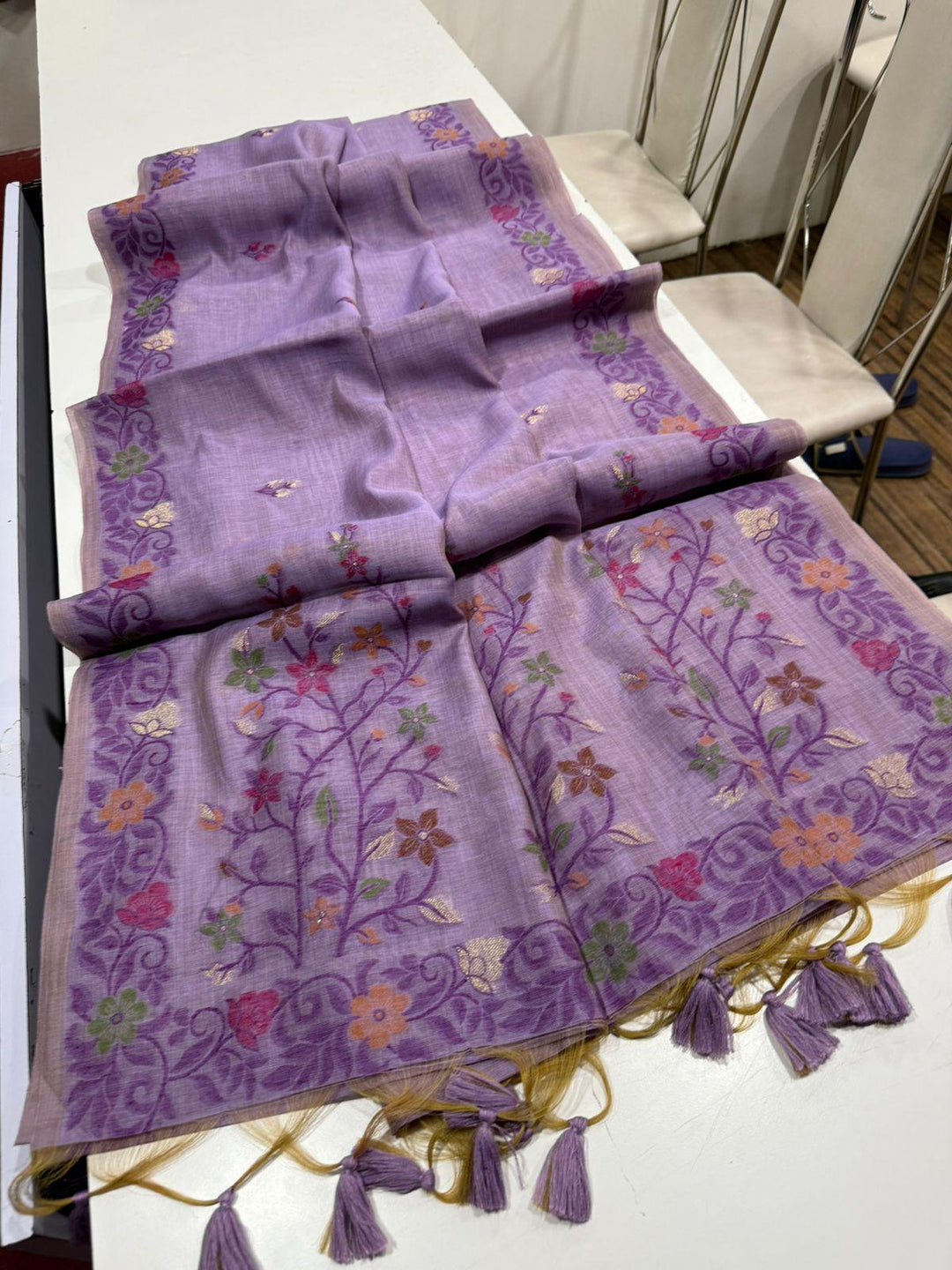 Poetic & Elegant Linen Jamdani Saree