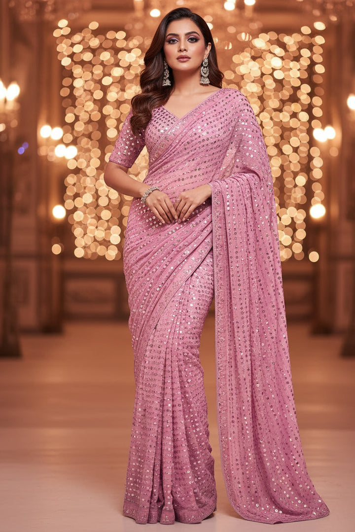 Bring On The Night Georgette Silk Saree