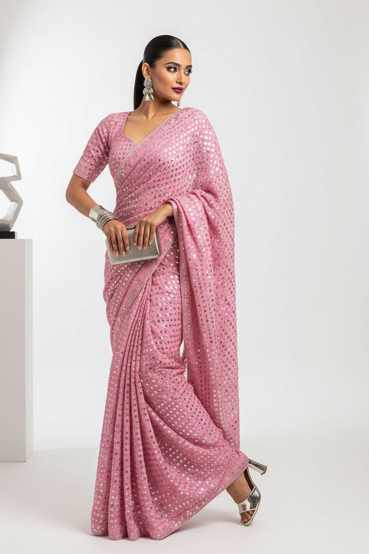 Stitch & Soul Georgette Silk Saree