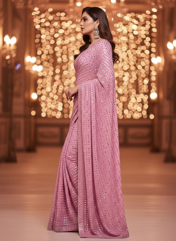 Bring On The Night Georgette Silk Saree